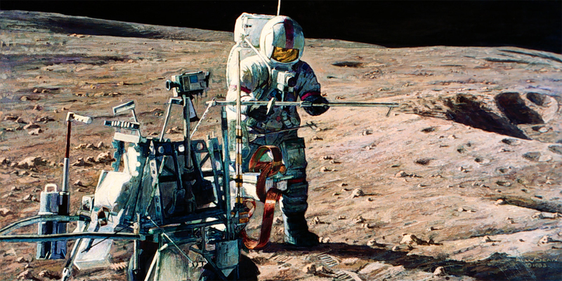 Illustration for article titled The Fourth Man To Walk On the Moon Also Paints Beautiful Space ArtÂ